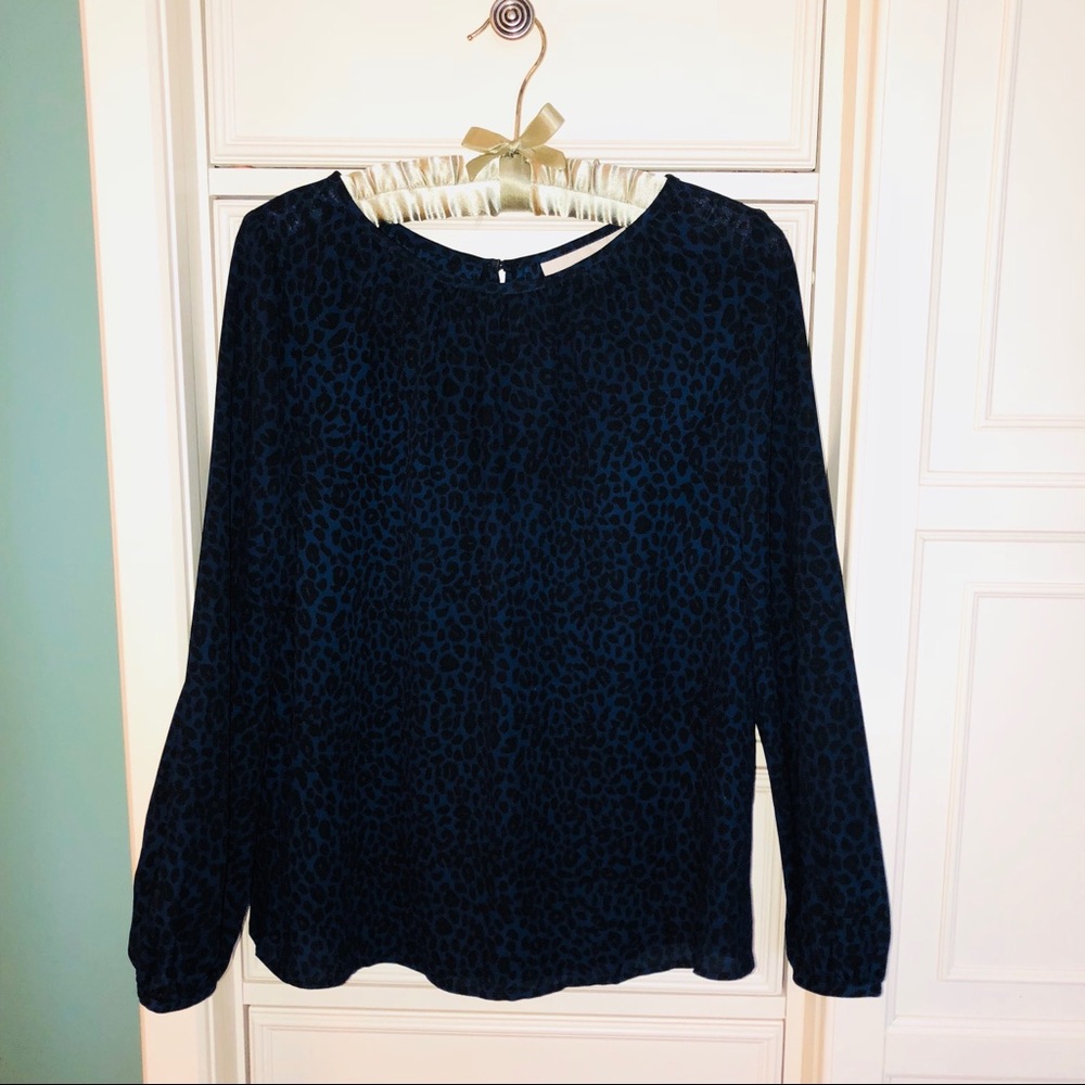 LOFT Animal Print Long-Sleeve Blouse